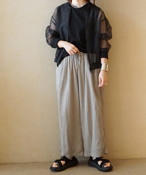 JOURNAL STANDARD LUXE(ジャーナルスタンダード ラックス)の「【ARMEN 】GAUZE GATHERED EASY PANTS(その他パンツ・レディース・ブラック/ライトグレー/パープル・1)」の8枚目の写真
