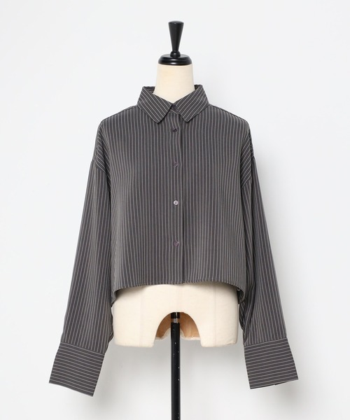 MINERTE】cropped stripe shirt / クロップドストライプシャツ