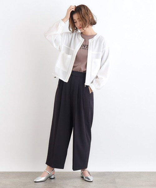 ネイチャーズ　最高級アルパカ毛混合の厚手天竺編みのノーカラーフルジップブルゾン EKEKO's スーパーファインアルパカ 合太 オリジナル（ペルー製