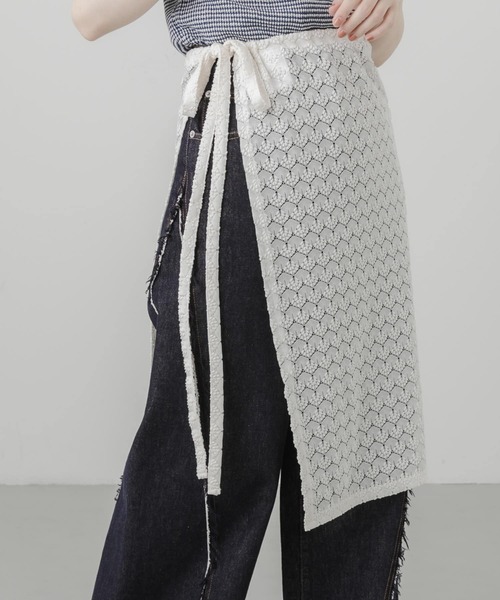 SMELLY（スメリー）の「レイヤードラップスカート（スカート・レディース・ブラック/アイボリー・-）」の2枚目の写真