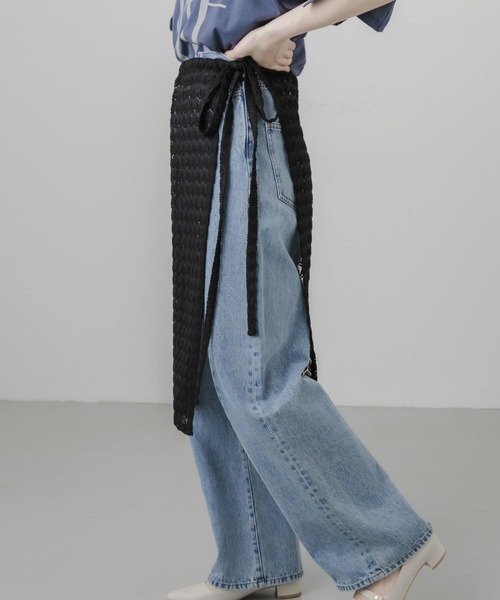 SMELLY（スメリー）の「レイヤードラップスカート（スカート・レディース・ブラック/アイボリー・-）」の3枚目の写真