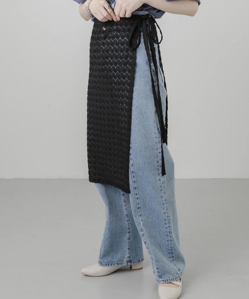 SMELLY（スメリー）の「レイヤードラップスカート（スカート・レディース・ブラック/アイボリー・-）」の4枚目の写真