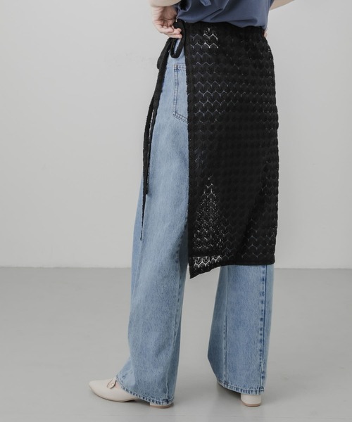 SMELLY（スメリー）の「レイヤードラップスカート（スカート・レディース・ブラック/アイボリー・-）」の5枚目の写真