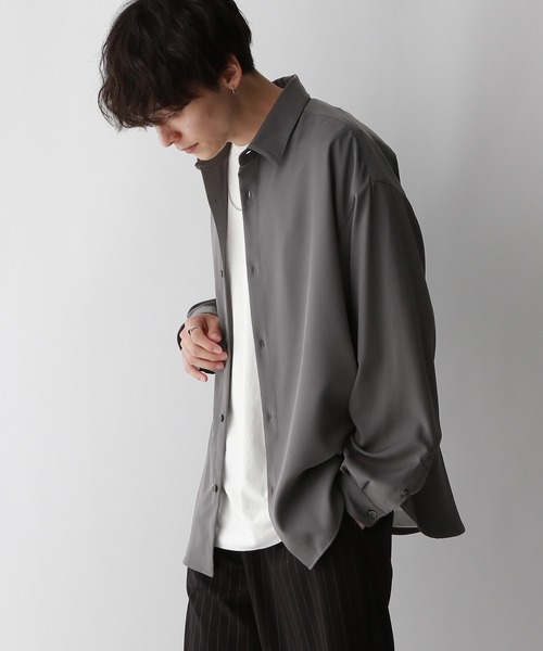 RAGEBLUE（レイジブルー）の「【LUXURY+EASY】DRAPE CLEAN SHIRTS / ラグイージーオーバーサイズクリーンシャツ（シャツ/ブラウス・メンズ・ホワイト/グリーン/グレー/ブラック・SMALL/MEDIUM/LARGE）」の19枚目の写真
