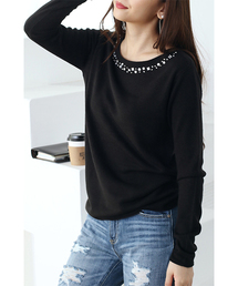 AZUL by moussy | FCTボートネックビジュー長袖PO(ニット/セーター)