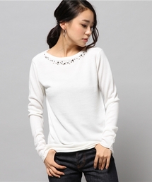 AZUL by moussy | FCTボートネックビジュー長袖PO(ニット/セーター)