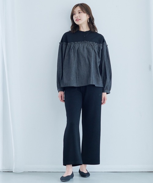 Arnold Palmer（アーノルドパーマー）の「カットジャガード リラックス ストレートパンツ（その他パンツ・レディース・ブラウン/ブラック・S/M/L）」の10枚目の写真