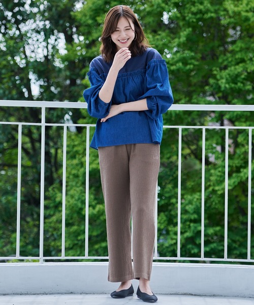 Arnold Palmer（アーノルドパーマー）の「カットジャガード リラックス ストレートパンツ（その他パンツ・レディース・ブラウン/ブラック・S/M/L）」の16枚目の写真