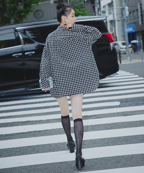 Narcissus（ナルシス）の「【Narcissus】チェックモードシャツ（シャツ/ブラウス・レディース・ブラック/ホワイト・FREE）」の7枚目の写真