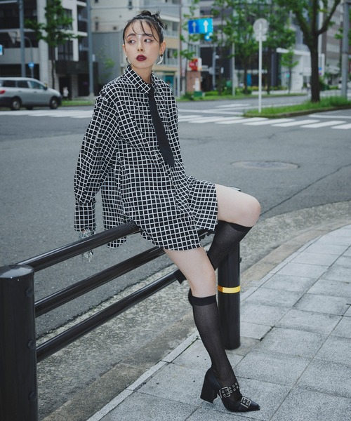 Narcissus（ナルシス）の「【Narcissus】チェックモードシャツ（シャツ/ブラウス・レディース・ブラック/ホワイト・FREE）」の8枚目の写真