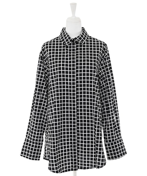 Narcissus（ナルシス）の「【Narcissus】チェックモードシャツ（シャツ/ブラウス・レディース・ブラック/ホワイト・FREE）」の9枚目の写真