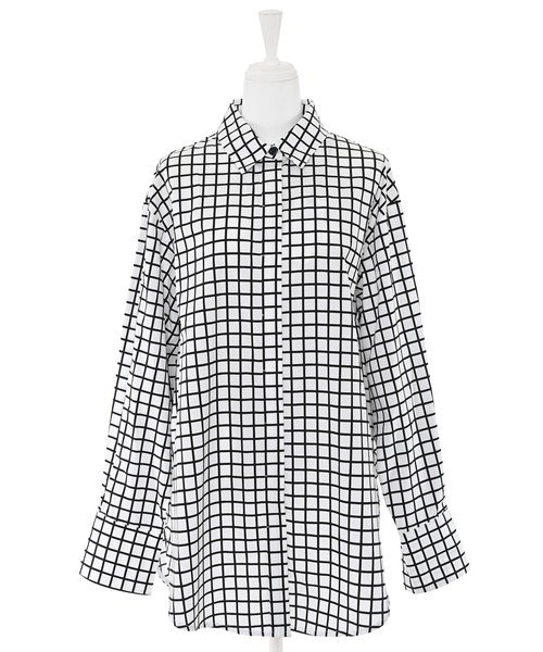 Narcissus（ナルシス）の「【Narcissus】チェックモードシャツ（シャツ/ブラウス・レディース・ブラック/ホワイト・FREE）」の12枚目の写真