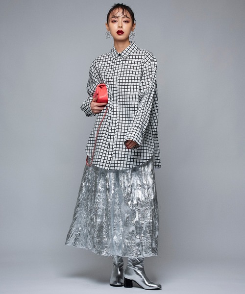 Narcissus（ナルシス）の「【Narcissus】チェックモードシャツ（シャツ/ブラウス・レディース・ブラック/ホワイト・FREE）」の3枚目の写真