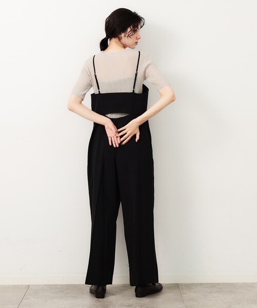 OPAQUE.CLIP（オペークドットクリップ）の「◆リネンライクオールインワン【洗濯機洗い可】（サロペット/オーバーオール・レディース・ブラック/ブラウン系・40/42/38）」の6枚目の写真