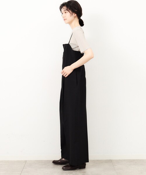 OPAQUE.CLIP（オペークドットクリップ）の「◆リネンライクオールインワン【洗濯機洗い可】（サロペット/オーバーオール・レディース・ブラック/ブラウン系・40/42/38）」の3枚目の写真