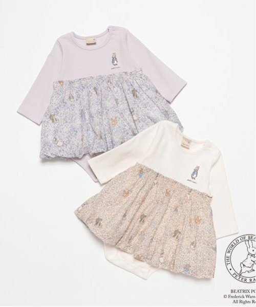 値下げ!ホワイト花柄ロンパース新品未使用✨L セール】【ピーターラビット】花柄切替ロンパース(ロンパース