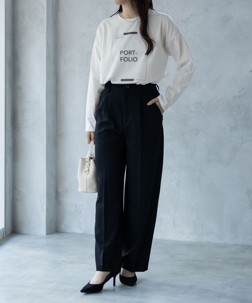 HusHusH（ハッシュアッシュ）の「HusHusH 裾ラウンドプリントロンT 長袖（Tシャツ/カットソー・レディース・ブラック/オフホワイト/チャコールグレー・M/L）」の4枚目の写真