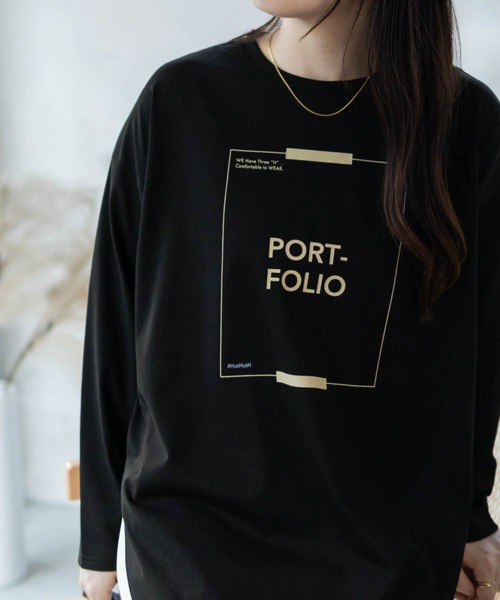 HusHusH（ハッシュアッシュ）の「HusHusH 裾ラウンドプリントロンT 長袖（Tシャツ/カットソー・レディース・ブラック/オフホワイト/チャコールグレー・M/L）」の12枚目の写真