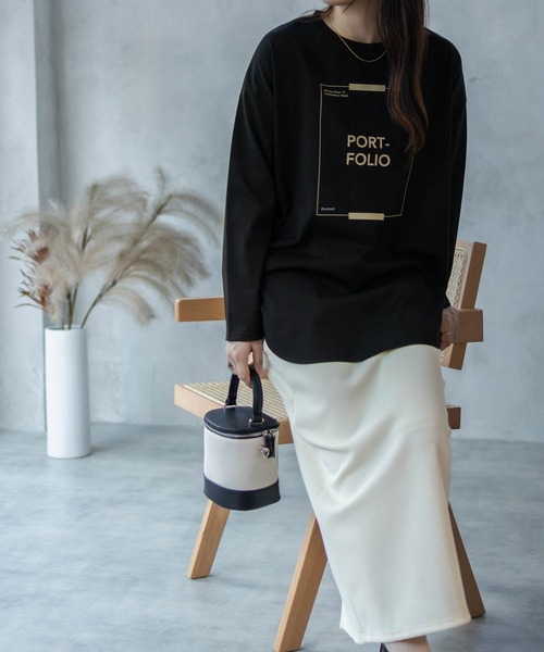 HusHusH（ハッシュアッシュ）の「HusHusH 裾ラウンドプリントロンT 長袖（Tシャツ/カットソー・レディース・ブラック/オフホワイト/チャコールグレー・M/L）」の10枚目の写真