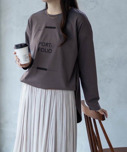 HusHusH（ハッシュアッシュ）の「HusHusH 裾ラウンドプリントロンT 長袖（Tシャツ/カットソー・レディース・ブラック/オフホワイト/チャコールグレー・M/L）」の16枚目の写真