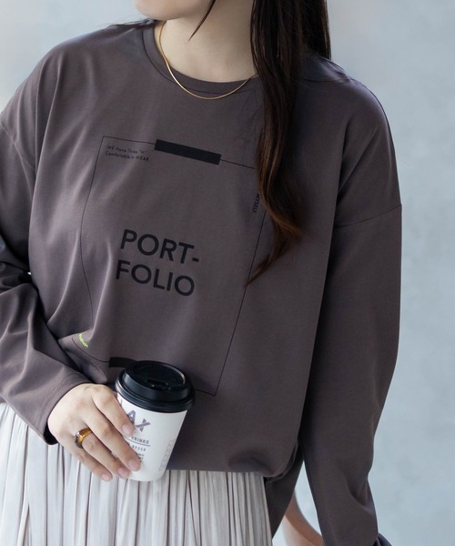 HusHusH（ハッシュアッシュ）の「HusHusH 裾ラウンドプリントロンT 長袖（Tシャツ/カットソー・レディース・ブラック/オフホワイト/チャコールグレー・M/L）」の17枚目の写真