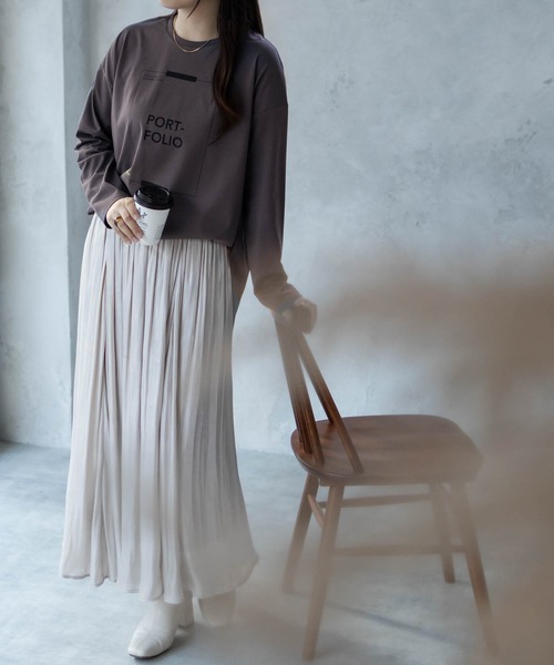 HusHusH（ハッシュアッシュ）の「HusHusH 裾ラウンドプリントロンT 長袖（Tシャツ/カットソー・レディース・ブラック/オフホワイト/チャコールグレー・M/L）」の15枚目の写真