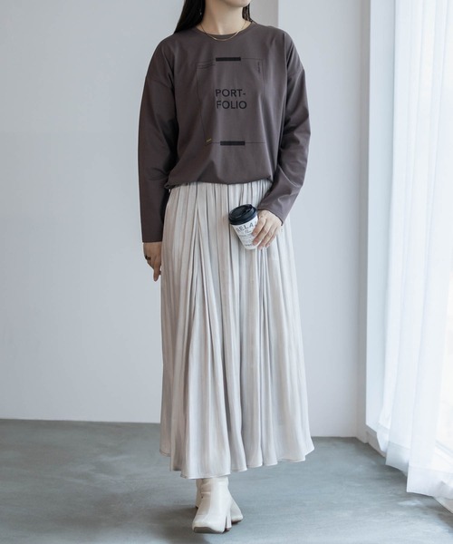 HusHusH（ハッシュアッシュ）の「HusHusH 裾ラウンドプリントロンT 長袖（Tシャツ/カットソー・レディース・ブラック/オフホワイト/チャコールグレー・M/L）」の14枚目の写真