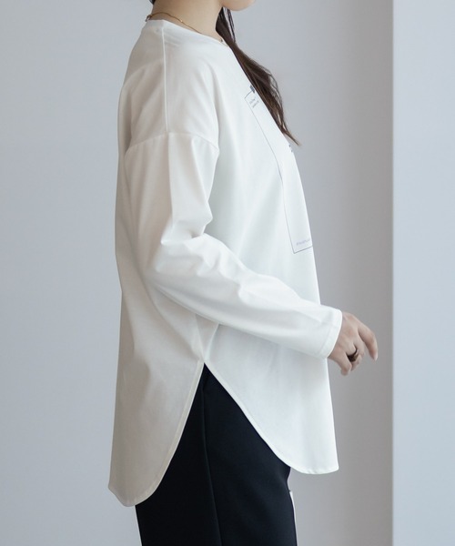 HusHusH（ハッシュアッシュ）の「HusHusH 裾ラウンドプリントロンT 長袖（Tシャツ/カットソー・レディース・ブラック/オフホワイト/チャコールグレー・M/L）」の19枚目の写真