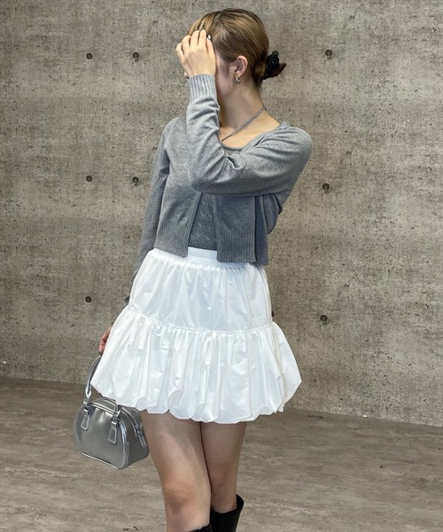 ハンドメイド　ニット　キャミソール( 白×シルバー)✩‧₊ clear（クリア）の「≪再入荷≫ケーブルニットキャミソール＋