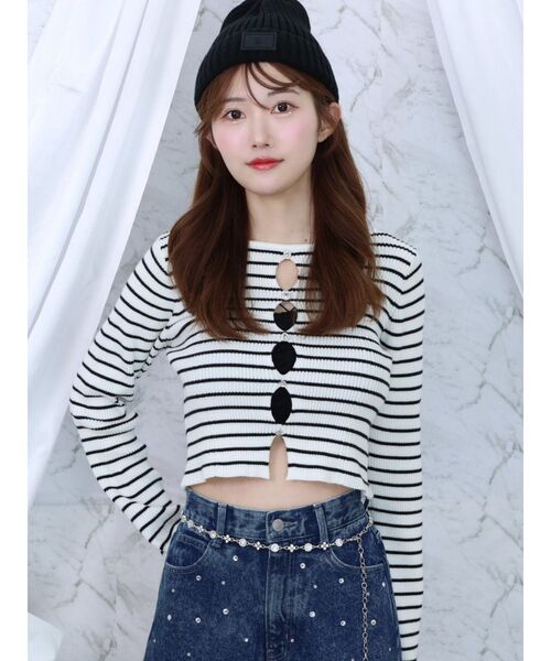 EATME（イートミー）の「カットアウトビジューニット（ニット/セーター・レディース・アイボリー/ブラック/ピンク/その他1・FREE）」の4枚目の写真