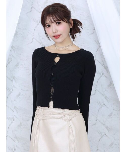 EATME（イートミー）の「カットアウトビジューニット（ニット/セーター・レディース・アイボリー/ブラック/ピンク/その他1・FREE）」の2枚目の写真