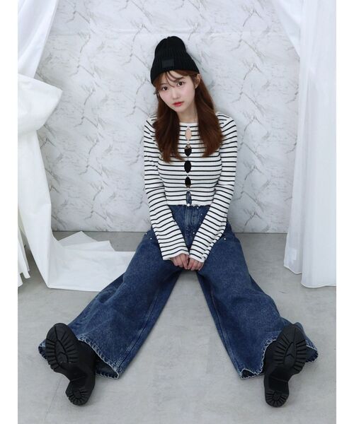 EATME（イートミー）の「カットアウトビジューニット（ニット/セーター・レディース・アイボリー/ブラック/ピンク/その他1・FREE）」の6枚目の写真