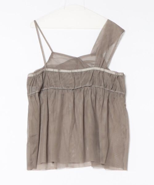 anyfee（エニフィー）の「【anyfee】チュールアシンメトリーデザインキャミソール《大きいサイズ/プラスサイズ》（キャミソール・レディース・モカ/ブラック・3L/4L/5L/LL）」の3枚目の写真