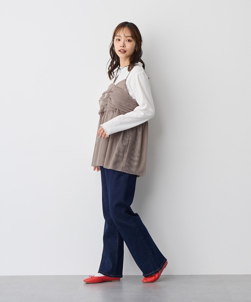 anyfee（エニフィー）の「【anyfee】チュールアシンメトリーデザインキャミソール《大きいサイズ/プラスサイズ》（キャミソール・レディース・モカ/ブラック・3L/4L/5L/LL）」の7枚目の写真