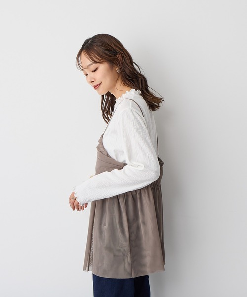 anyfee（エニフィー）の「【anyfee】チュールアシンメトリーデザインキャミソール《大きいサイズ/プラスサイズ》（キャミソール・レディース・モカ/ブラック・3L/4L/5L/LL）」の14枚目の写真