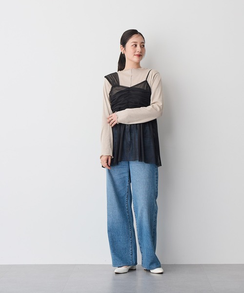 anyfee（エニフィー）の「【anyfee】チュールアシンメトリーデザインキャミソール《大きいサイズ/プラスサイズ》（キャミソール・レディース・モカ/ブラック・3L/4L/5L/LL）」の16枚目の写真