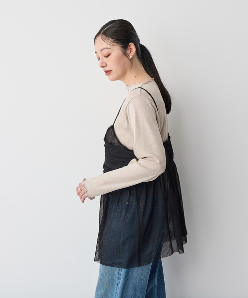 anyfee（エニフィー）の「【anyfee】チュールアシンメトリーデザインキャミソール《大きいサイズ/プラスサイズ》（キャミソール・レディース・モカ/ブラック・3L/4L/5L/LL）」の19枚目の写真