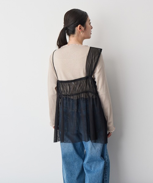 anyfee（エニフィー）の「【anyfee】チュールアシンメトリーデザインキャミソール《大きいサイズ/プラスサイズ》（キャミソール・レディース・モカ/ブラック・3L/4L/5L/LL）」の21枚目の写真