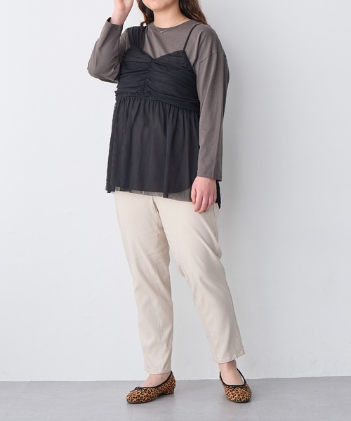 anyfee（エニフィー）の「【anyfee】チュールアシンメトリーデザインキャミソール《大きいサイズ/プラスサイズ》（キャミソール・レディース・モカ/ブラック・3L/4L/5L/LL）」の22枚目の写真