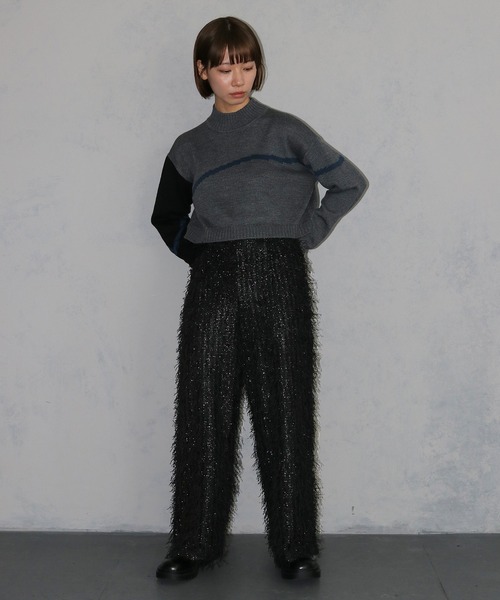 cheriella（シェリエラ）の「【cheriella】ラメフリンジワイドパンツ LAME FRINGE WIDE PANTS（スラックス・レディース・オフホワイト/ブラック・M）」の3枚目の写真