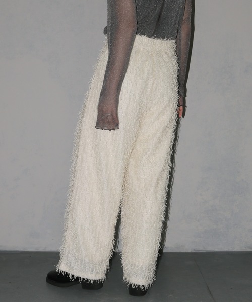 cheriella（シェリエラ）の「【cheriella】ラメフリンジワイドパンツ LAME FRINGE WIDE PANTS（スラックス・レディース・オフホワイト/ブラック・M）」の19枚目の写真