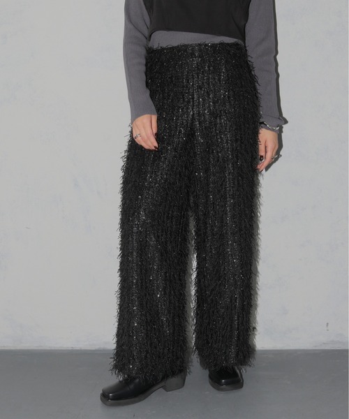 cheriella（シェリエラ）の「【cheriella】ラメフリンジワイドパンツ LAME FRINGE WIDE PANTS（スラックス・レディース・オフホワイト/ブラック・M）」の14枚目の写真