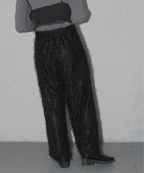 cheriella（シェリエラ）の「【cheriella】ラメフリンジワイドパンツ LAME FRINGE WIDE PANTS（スラックス・レディース・オフホワイト/ブラック・M）」の9枚目の写真