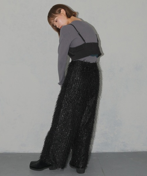 cheriella（シェリエラ）の「【cheriella】ラメフリンジワイドパンツ LAME FRINGE WIDE PANTS（スラックス・レディース・オフホワイト/ブラック・M）」の17枚目の写真