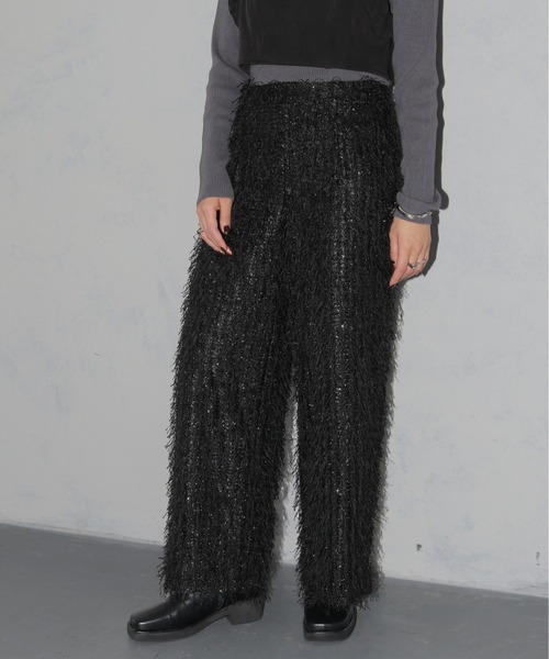 cheriella（シェリエラ）の「【cheriella】ラメフリンジワイドパンツ LAME FRINGE WIDE PANTS（スラックス・レディース・オフホワイト/ブラック・M）」の12枚目の写真