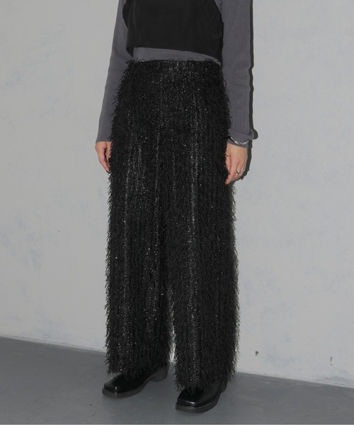 cheriella（シェリエラ）の「【cheriella】ラメフリンジワイドパンツ LAME FRINGE WIDE PANTS（スラックス・レディース・オフホワイト/ブラック・M）」の16枚目の写真