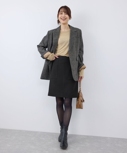 ROPE' PICNIC（ロペピクニック）の「ジャージメルトンスカート/リンクコーデ（スカート・レディース・ブラック/ダークブラウン/グレー・38/36）」の5枚目の写真