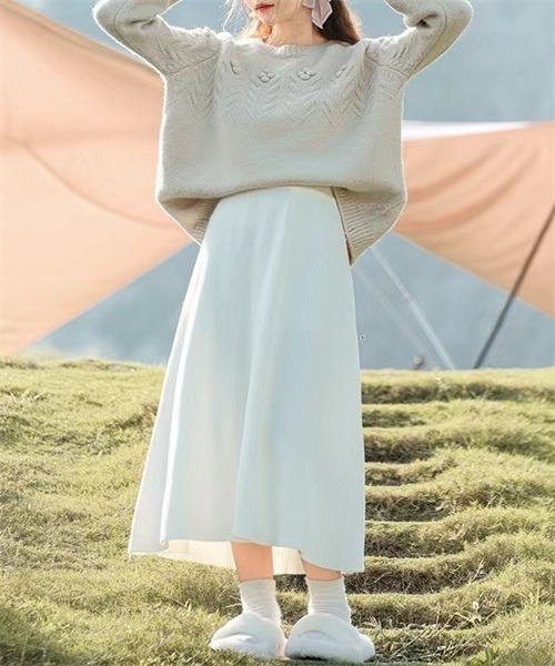 FREE STYLISTS(フリー スタイリスト)の「花柄ニットプルーオーバー(ニット/セーター・レディース・ホワイト/ライトグリーン/ピンク・FREE)」の4枚目の写真
