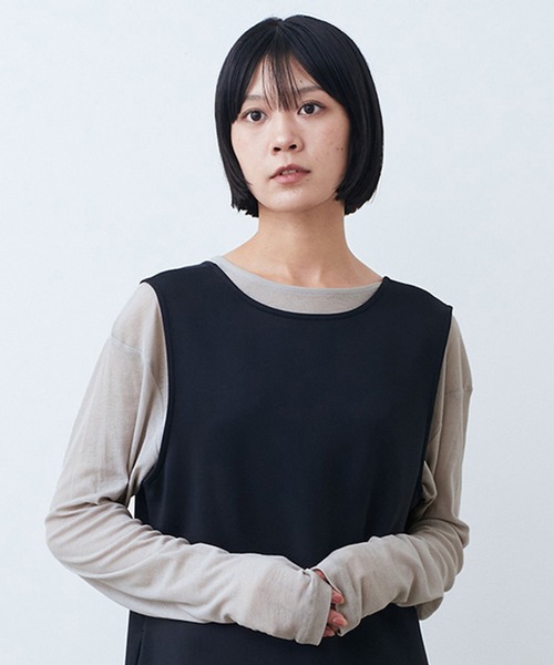 IEDIT（イディット）の「ＩＥＤＩＴ　綿１００％素材でさらりと着られる絶妙な透け感のマイルドシアートップス（Tシャツ/カットソー・レディース・オフホワイト/ライトグレー/サックスブルー/スミクロ・LARGE/MEDIUM/X-LARGE/XX-LARGE）」の3枚目の写真