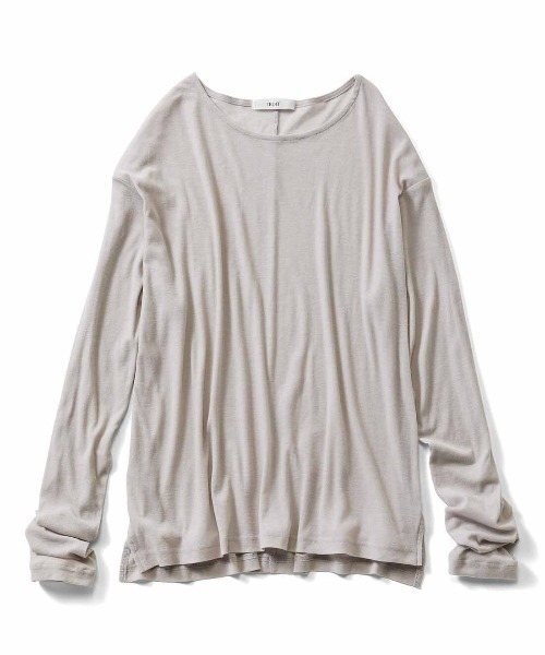 IEDIT（イディット）の「ＩＥＤＩＴ　綿１００％素材でさらりと着られる絶妙な透け感のマイルドシアートップス（Tシャツ/カットソー・レディース・オフホワイト/ライトグレー/サックスブルー/スミクロ・LARGE/MEDIUM/X-LARGE/XX-LARGE）」の5枚目の写真